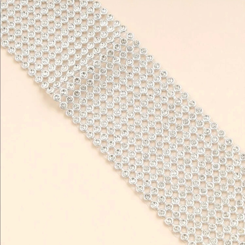 Modern Silver Rhinestone Choker - Picture 7 of 8